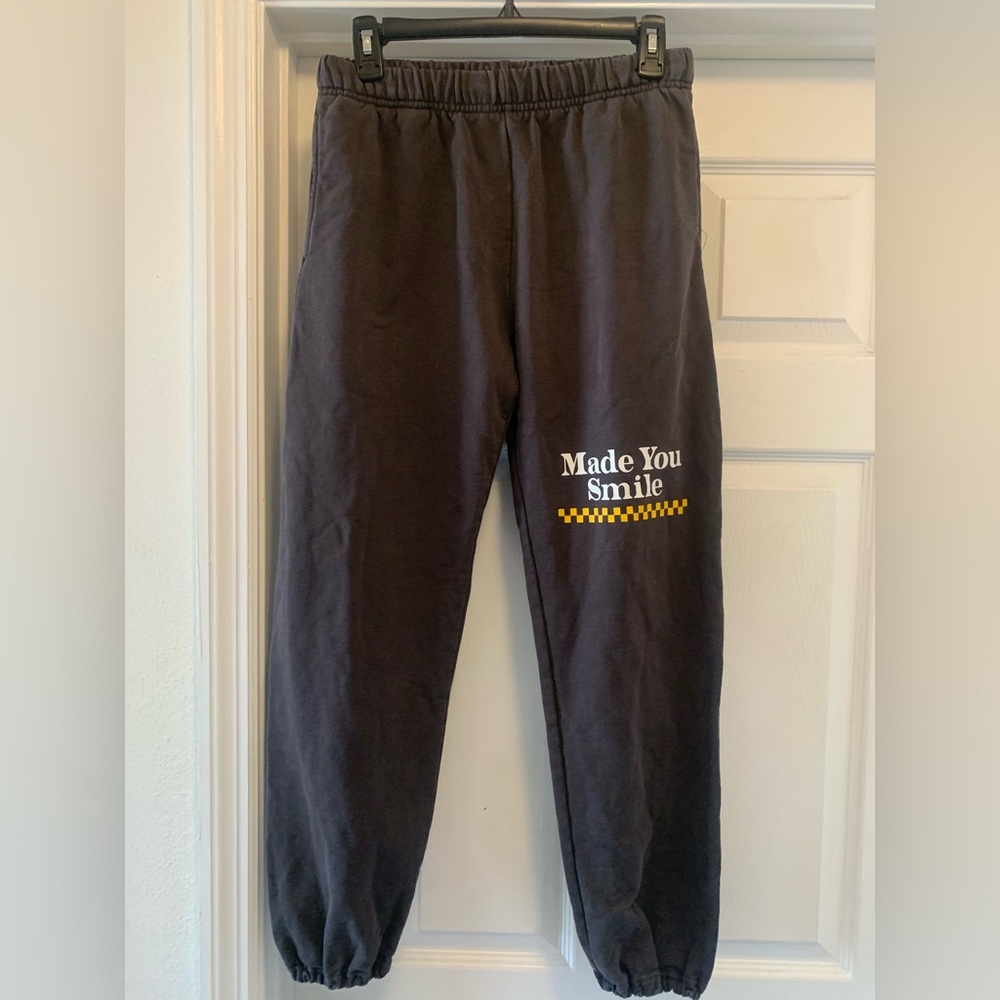 The Mayfair Group Made You Smile Graphic Drawstring Sweatpants Jogger Size XS